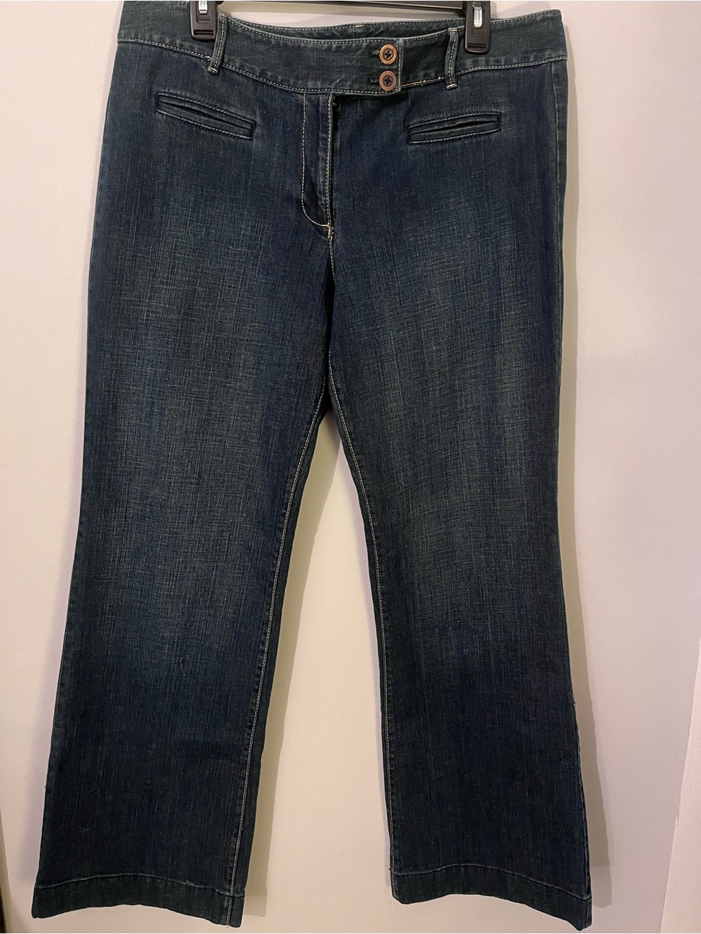 Ann Taylor LOFT Dark Wash Trouser Style Stretch Jeans Sz 12